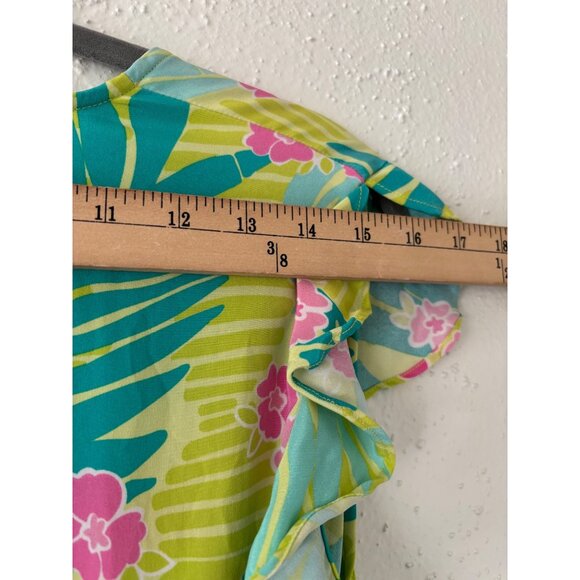 Vintage Lilly Pulitzer Floral Silk Blend  Faux Wrap Dress Size 8 - Picture 7 of 10